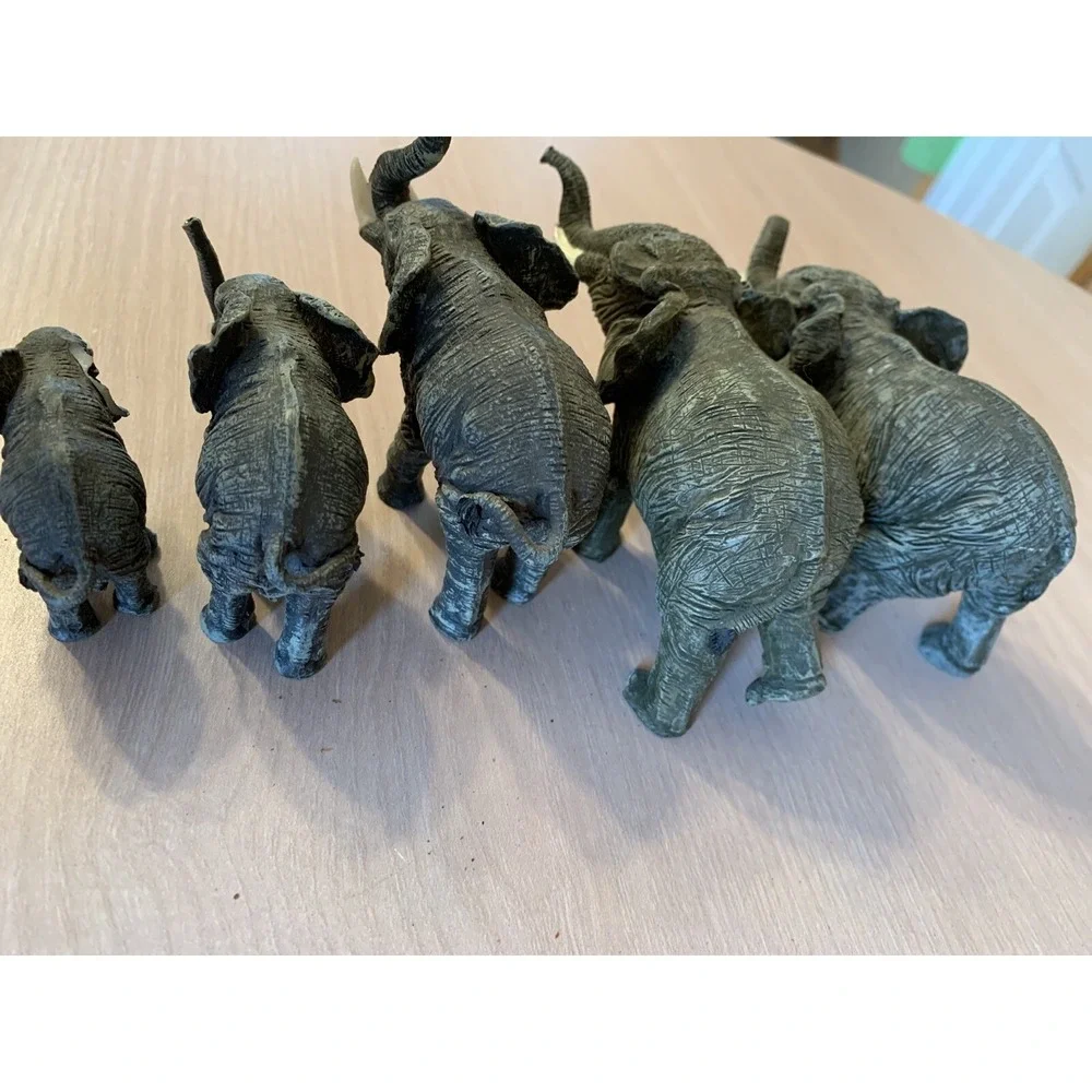 5 Generations of Elephant Figurines Resin Wildlife Animal Decor Set of 5